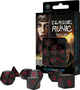 Zaruri - Classic Runic Black & Red Dice Set (7 Dice) - Q-Workshop