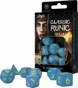 Zaruri - Classic Runic Blue & Yellow Dice Set (7 Dice) - Q-Workshop
