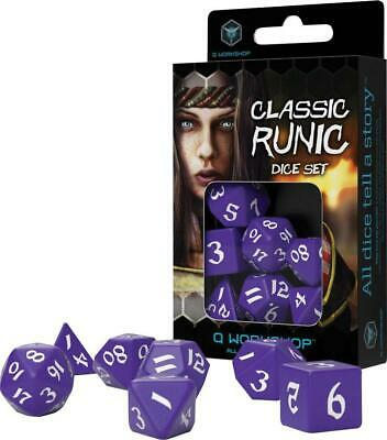 Zaruri - Classic Runic Purple & White Dice Set (7 Dice) - Q-Workshop