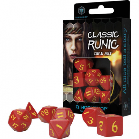 Zaruri - Classic Runic Red & Yellow Dice Set (7 Dice) - Q-Workshop