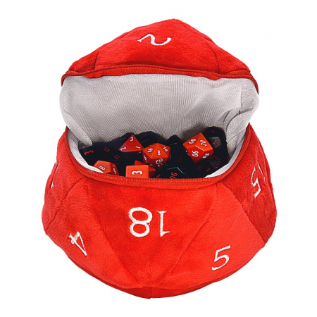 Plushies - D20 Plush Dice Bag - Dungeons & Dragons - Red and White