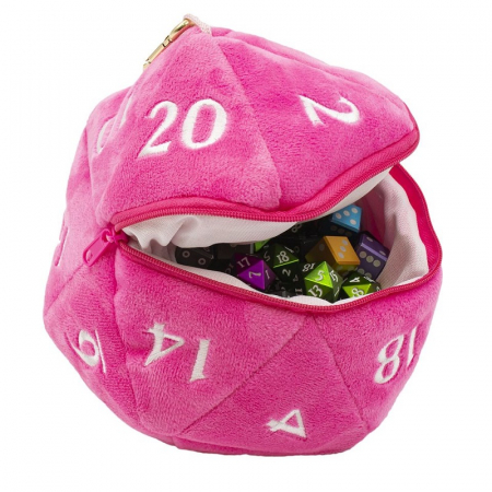 Plushies - D20 Plush Dice Bag - Hot Pink
