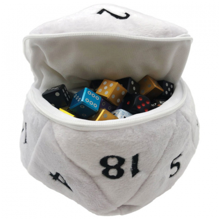 Plushies - D20 Plush Dice Bag - White