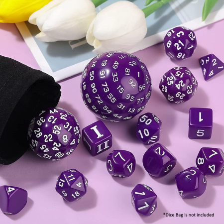 Dice Habit Complete Dice Set D3-D100 Purple (15 dice) [1]