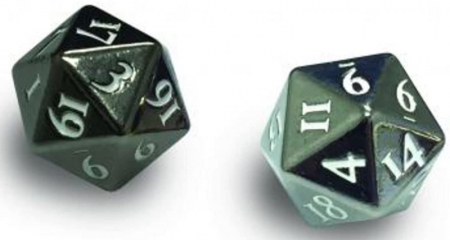 Zaruri - Dice - Heavy Metal D20 2-Dice Set - Gun Metal