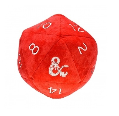 Plushies - Dice - Jumbo D20 Novelty Dice Plush in Red with White Numbering