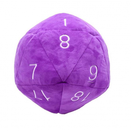 Plushies - Dice - Jumbo D20 Novelty Dice Plush in Purple with White Numbering