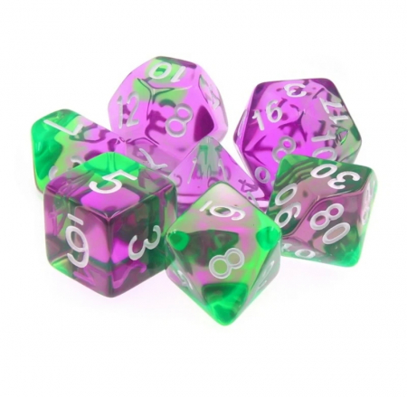 Precomenzi - Dice Set Transparent: Violet Evergreen (7)