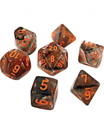 Zaruri - Chessex Nebula Polyhedral Dice Set Matrix/orange Luminary (7 dice)