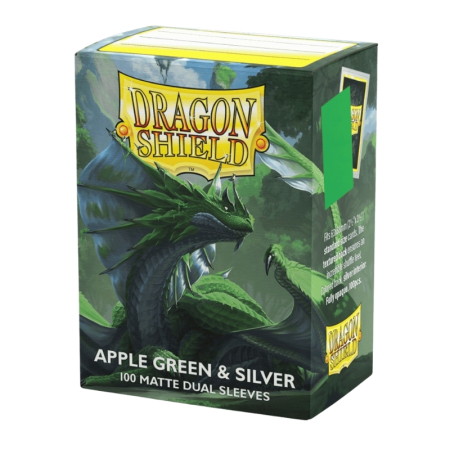 Sleeves - Dragon Shield Standard Sleeves - Matte Dual Apple Green & Silver 63x88mm (100 buc)