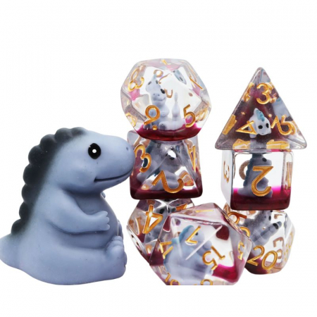 Zaruri - Foam Brain Dice Polyhedral Dice Set Grey T-Rex (7 dice)