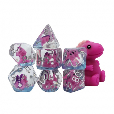 Zaruri - Foam Brain Dice Polyhedral Dice Set Pink T-Rex (7 dice)