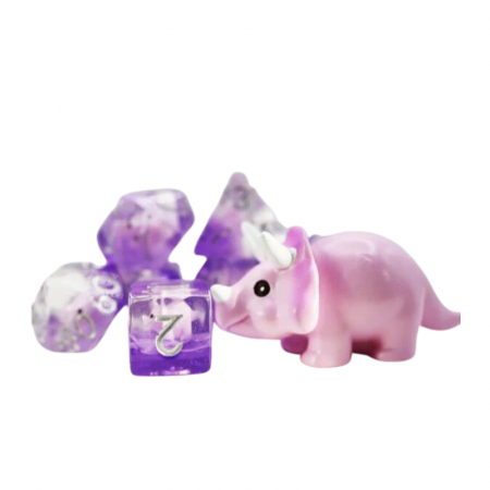 Zaruri - Foam Brain Dice Polyhedral Dice Set Pink Triceratops (7 dice)