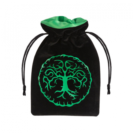 Dice trays & bags - Forest Black & Green Velour Dice Bag