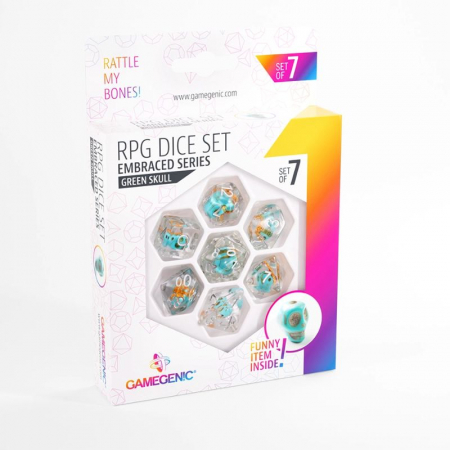 Accesorii - Gamegenic Embraced Series Green Skull RPG Dice Set (7 dice)