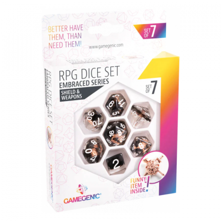 Zaruri - Gamegenic Embraced Series Shield & Weapons RPG Dice Set (7 dice)