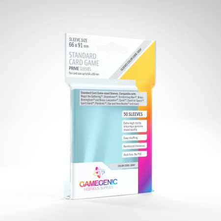 Accesorii - Gamegenic Standard Sleeves - Prime Clear 64x89mm (50 buc)