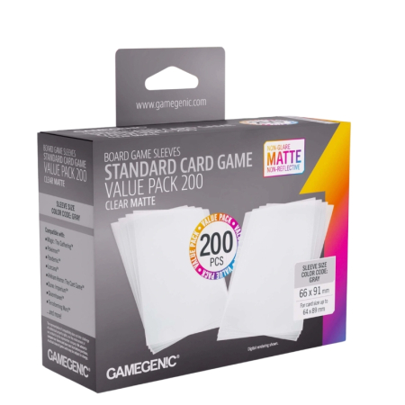 Sleeves - Gamegenic Standard Sleeves Value Pack - Matte Clear 66x91mm (200 buc)