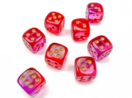 Chessex Gemini Translucent Dice Block 12mm Red-Violet/gold D6 (36 dice) [1]