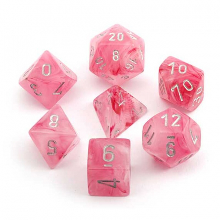 Ghostly Glow Pink/Silver Poly 7 Set - Chessex [0]