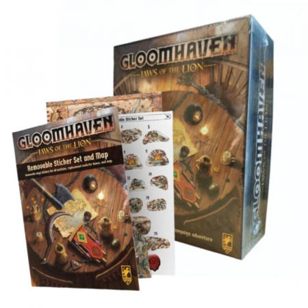 Board Games - Gloomhaven: Jaws of the Lion + Removable Sticker Sheet and Map - Promo Pack