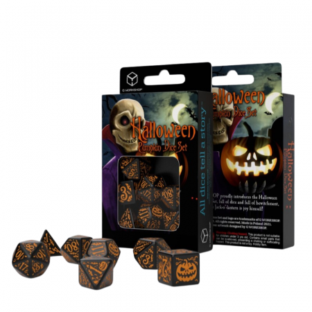 Zaruri - Halloween Pumpkin - Black & Orange Dice Set (7 dice)