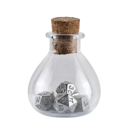 Accesorii - Hymgho Unseeli Tiny Dice Set in Potion Bottle Silver (7 dice)