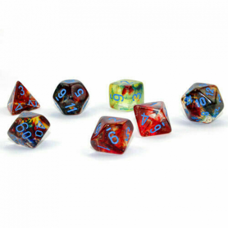 Zaruri - Chessex Nebula Polyhedral Dice Set Luminary Primary/blue (7 dice)