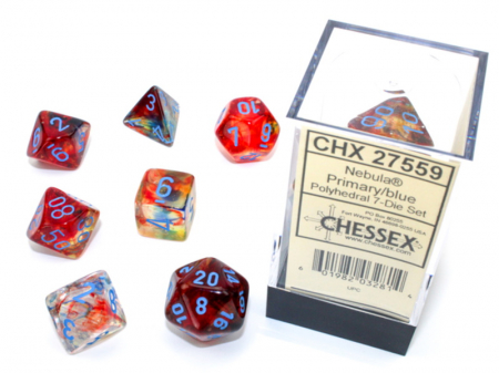 Chessex Nebula Polyhedral Dice Set Luminary Primary/blue (7 dice) [1]