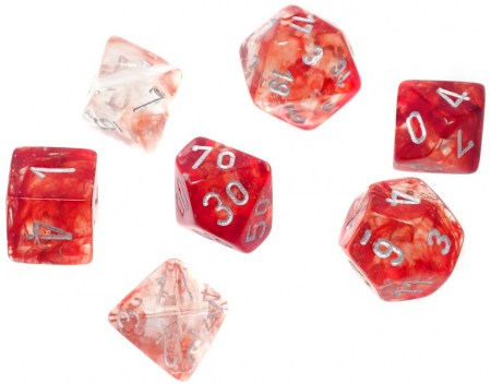 Nebula Luminary Red/Silver Polyhedral 7-Die Set
