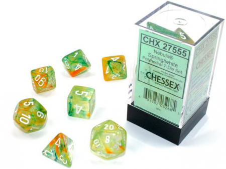 Accesorii - Chessex Nebula Polyhedral Dice Set Spring/white Luminary (7 dice)