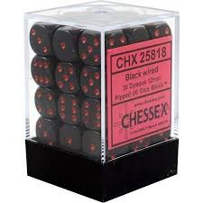 Zaruri - Chessex Opaque Dice Block with Pips 12mm Black/red D6 (36 dice)