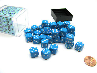 Zaruri - Chessex Opaque Dice Block with Pips 12mm Light Blue/white D6 (36 dice)