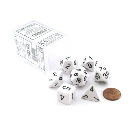 Accesorii - Chessex Opaque Polyhedral Dice Set White/black (7 dice)