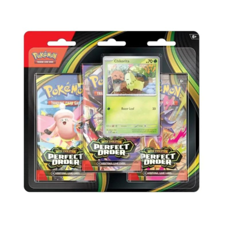 Noutăți - Pokemon - Mega Evolution Perfect Order 3 Pack Blister - Chikorita - EN