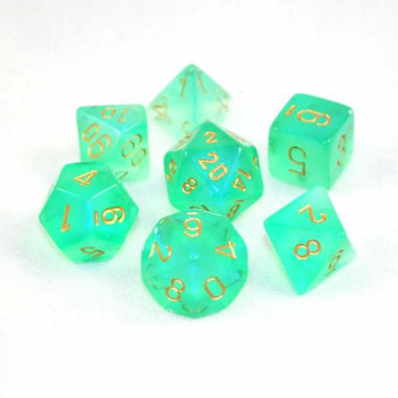 Zaruri - Chessex Borealis Polyhedral Dice Set Light Green/gold (7 dice)