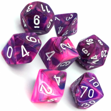 Chessex Festive Polyhedral Dice Set Violet/white (7 dice) [1]
