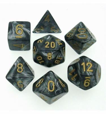 Zaruri - Chessex Lustrous Polyhedral Dice Set Black/gold (7 dice)