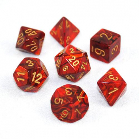 Zaruri - Chessex Scarab Polyhedral Dice Set Scarlet/gold (7 dice)