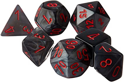 Accesorii - Chessex Velvet Polyhedral Dice Set Black/red (7 dice)