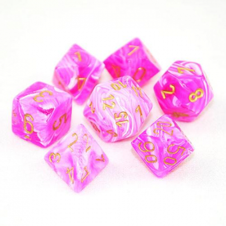 Zaruri - Chessex Polyhedral Dice Set Vortex Pink/gold (7 dice)