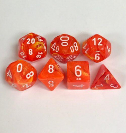 Zaruri - Chessex Vortex Polyhedral Dice Set Solar/white (7 dice)