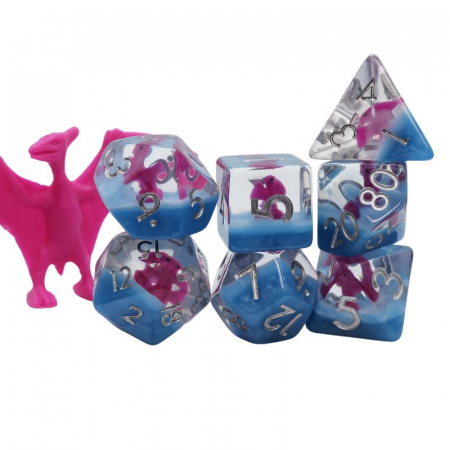 Zaruri - Foam Brain Dice Polyhedral Dice Set Pink Pterodactyl (7 dice)