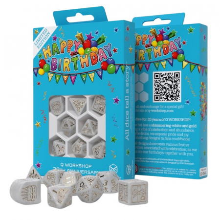 Accesorii - Q Workshop 20 Years: Happy Birthday Dice Set (8 dice)