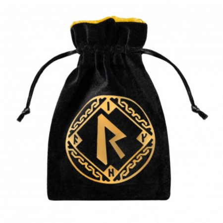 Dice trays & bags - Q-Workshop Runic Black & Golden Velour Dice Bag