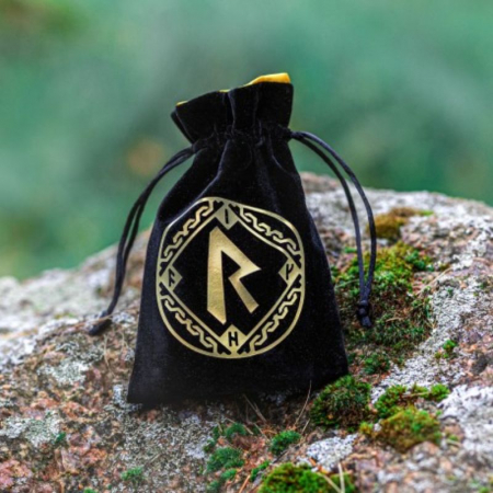 Q-Workshop Runic Black & Golden Velour Dice Bag [2]
