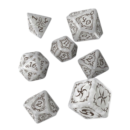 Accesorii - Q-Workshop Tribal Dice Set - Pearl & Brown (7 dice)