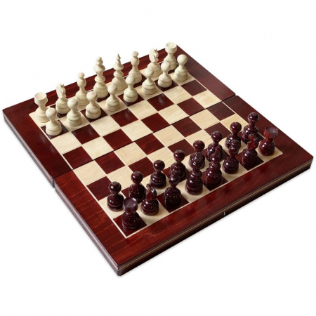 Precomenzi - Șah și Table 33x33 cm - alb-roșu