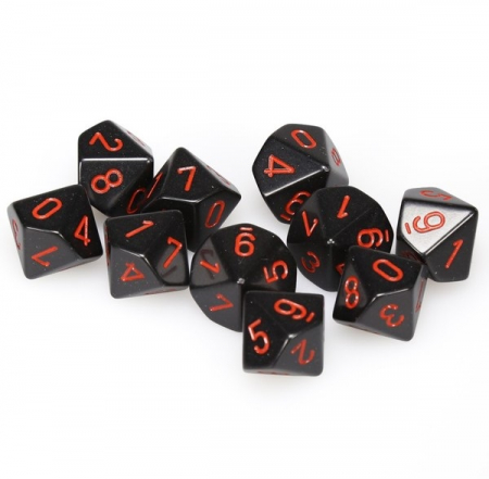 Zaruri - Chessex Opaque Polyhedral Dice Set Black/red D10 (10 dice)