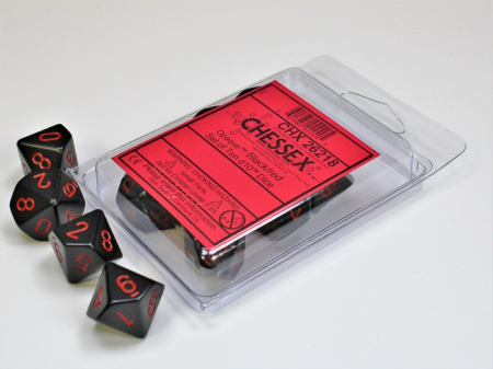 Chessex Opaque Polyhedral Dice Set Black/red D10 (10 dice) [1]